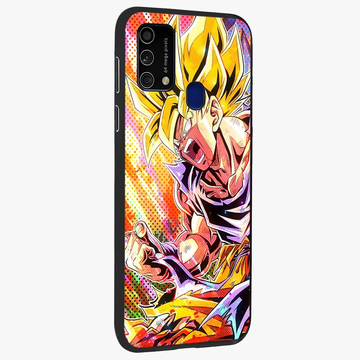 Firing Goku Glass Case upright view showcasing energetic anime artwork with bold warrior theme.