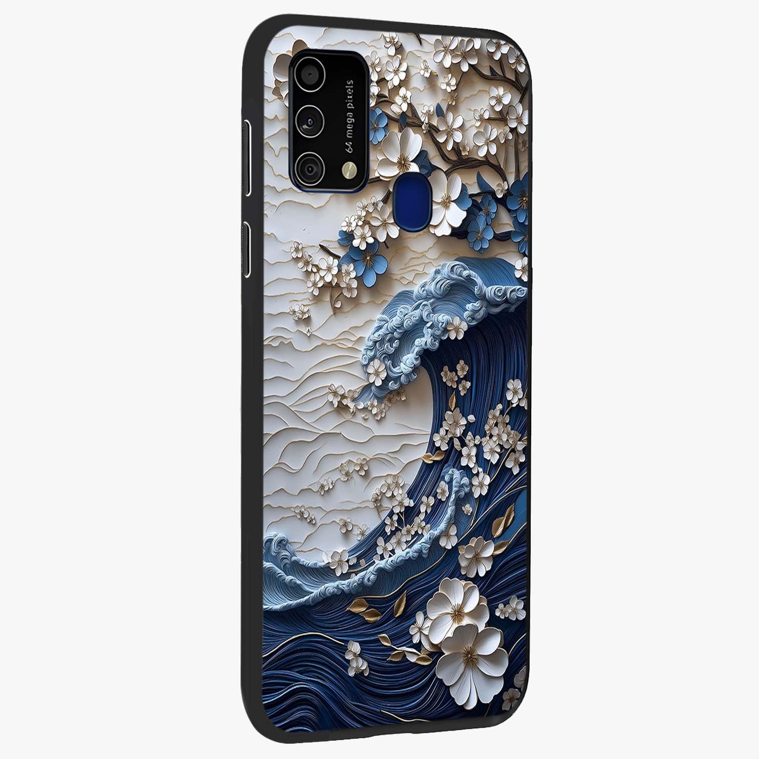 Floral Wave Origami Glass Case upright view showcasing creative floral origami artwork with artistic decorative theme.