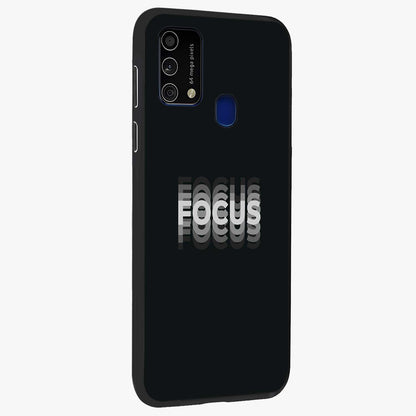 Focus Mode On Glass Case upright view showcasing strong typography statement with sleek motivational theme.