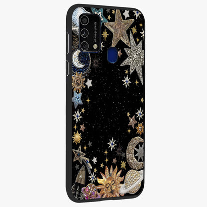 Galactic Jewel Stars Glass Case upright view showcasing glittering star jewel artwork with vibrant galaxy theme.