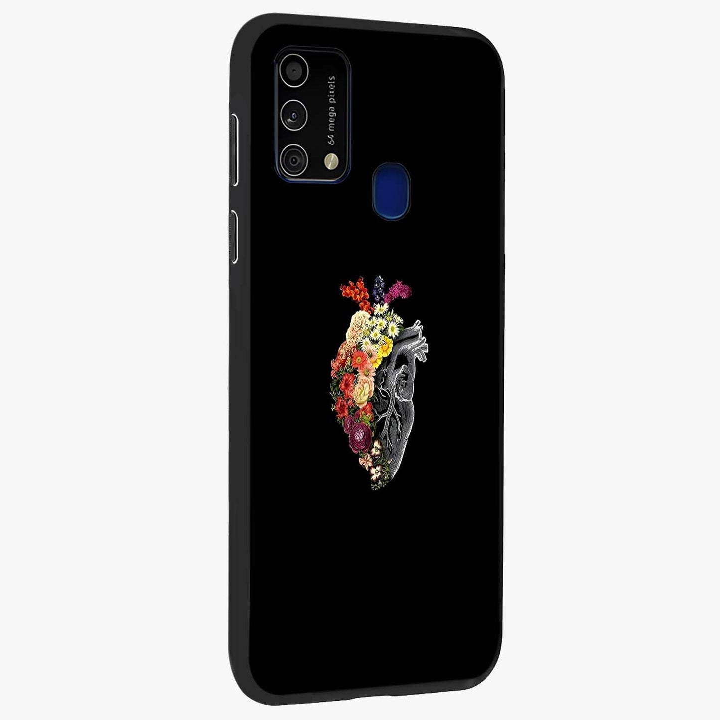 Heart With Flowers Glass Case upright view showcasing decorative heart and floral artwork with sweet romantic theme.