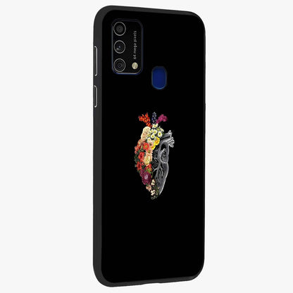 Heart With Flowers Glass Case upright view showcasing decorative heart and floral artwork with sweet romantic theme.