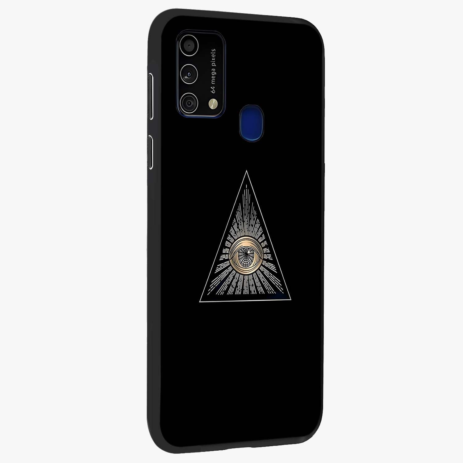 Illuminati Evil Glass Case upright view showcasing striking illuminati artwork with mysterious symbolic theme.