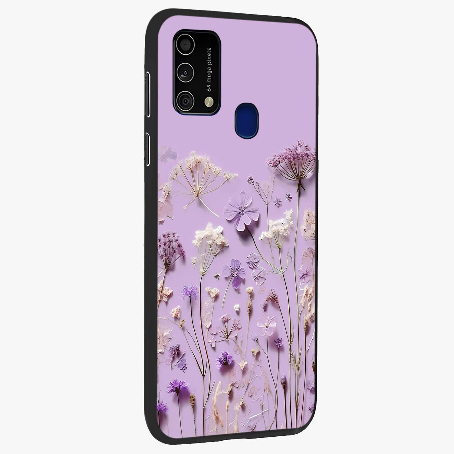 Lavender Blossom Dream Glass Case upright view showcasing delicate lavender blossom artwork with peaceful floral theme.