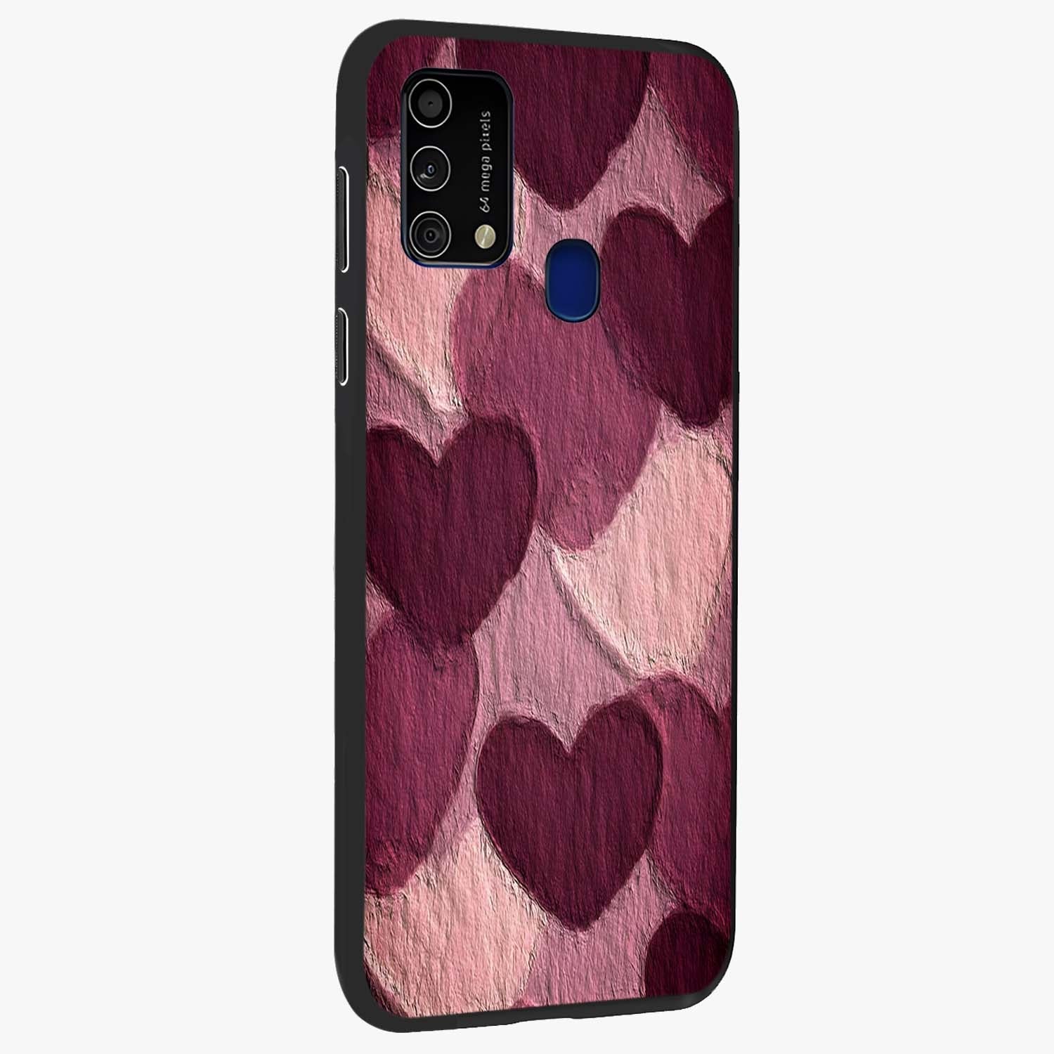 Layered Paper Hearts Glass Case upright view showcasing decorative layered heart artwork with sweet love theme.