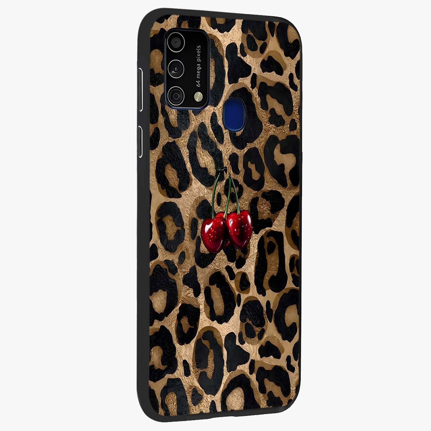 Leopard Wild Cherry Glass Case upright view showcasing stylish leopard pattern artwork with trendy fashion theme.