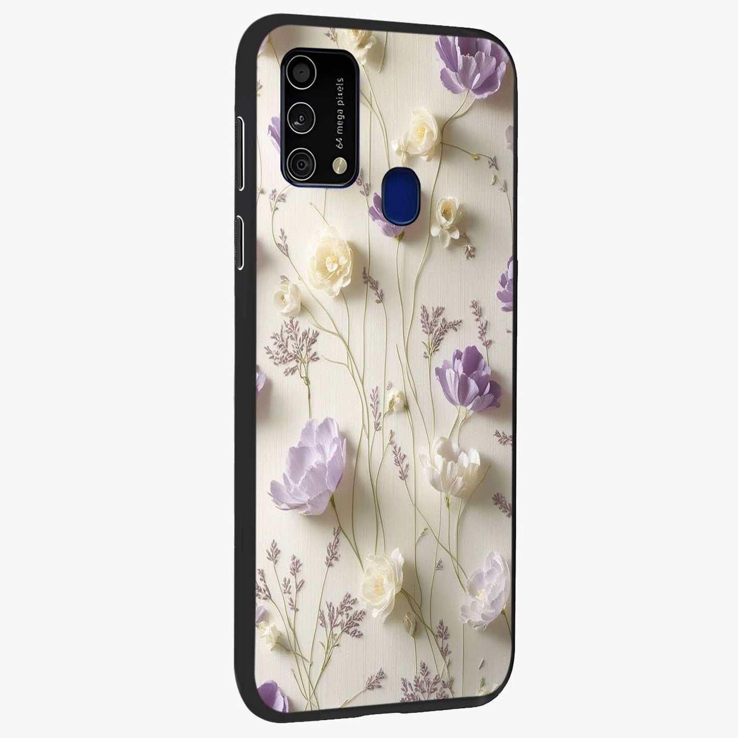 Lilac Breeze Harmony Glass Case upright view showcasing delicate lilac artwork with peaceful floral theme.