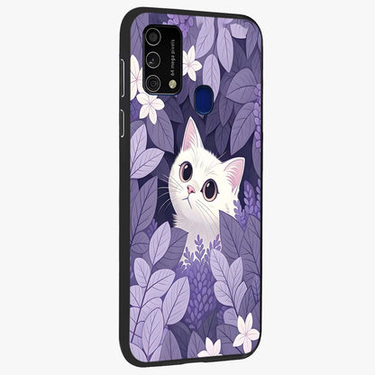 Lilac Hide Peek Cat Glass Case upright view showcasing charming cat artwork with adorable peek theme.