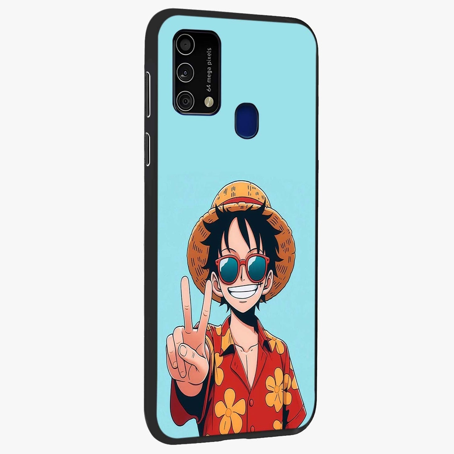 Luffy Summer Anime Vibe Glass Case upright view showcasing dynamic anime artwork with bright adventurous theme.