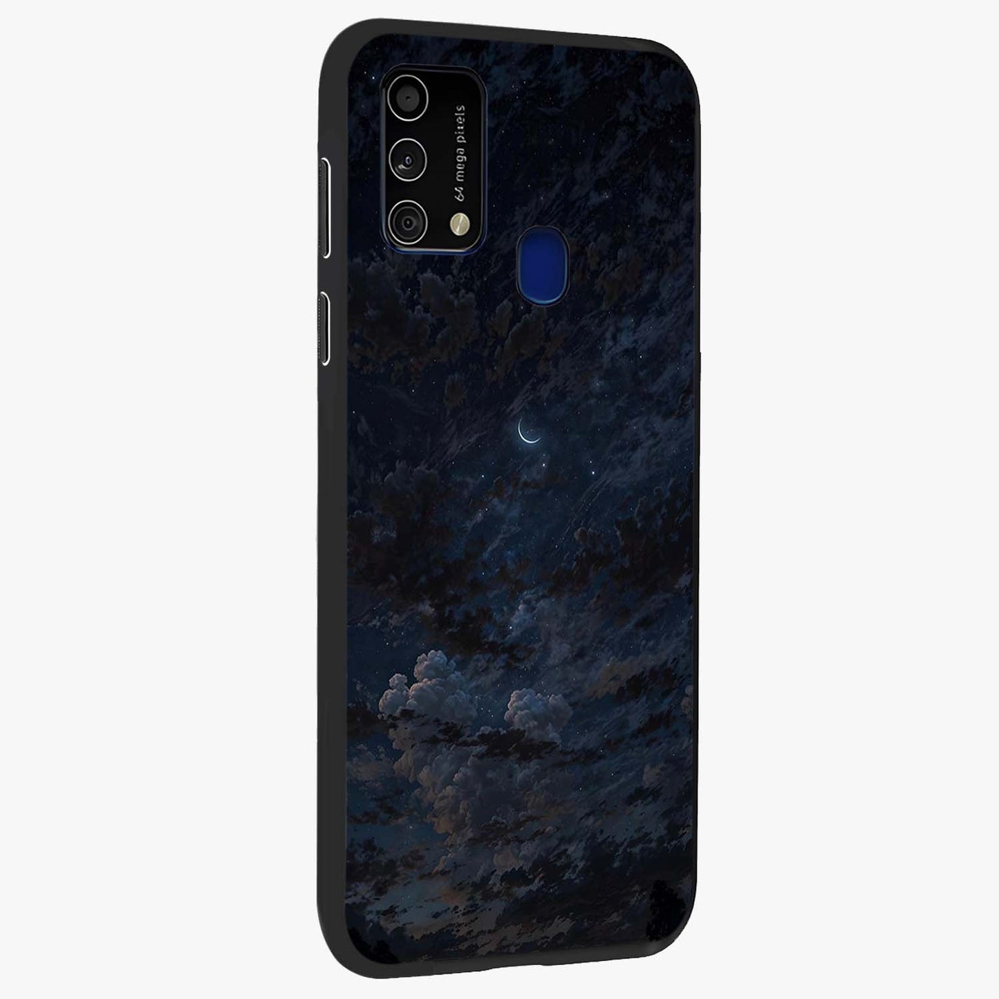 Lunar Veil Silence Glass Case upright view showcasing calm moon themed artwork with serene night atmosphere.