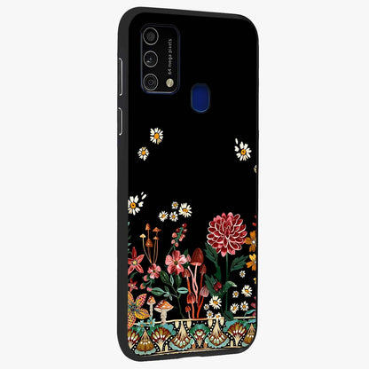 Midnight Bloom Pattern Glass Case upright view showcasing decorative floral artwork with deep night themed palette.