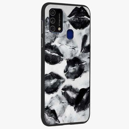 Midnight Kiss Marks Glass Case upright view showcasing stylish kiss mark artwork with trendy romantic theme.