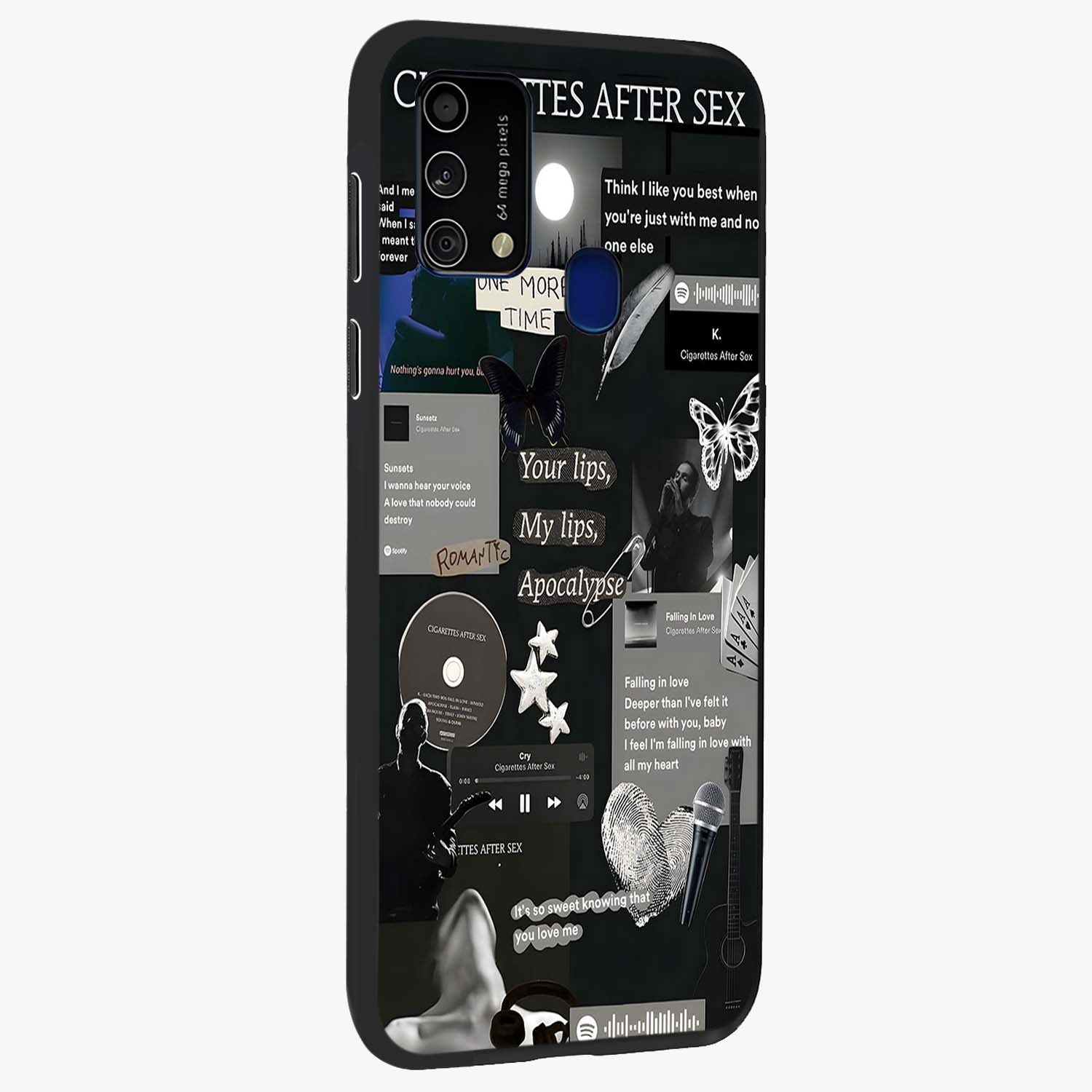 Midnight Love Echo Glass Case upright view showcasing expressive romantic artwork with dreamy midnight theme.