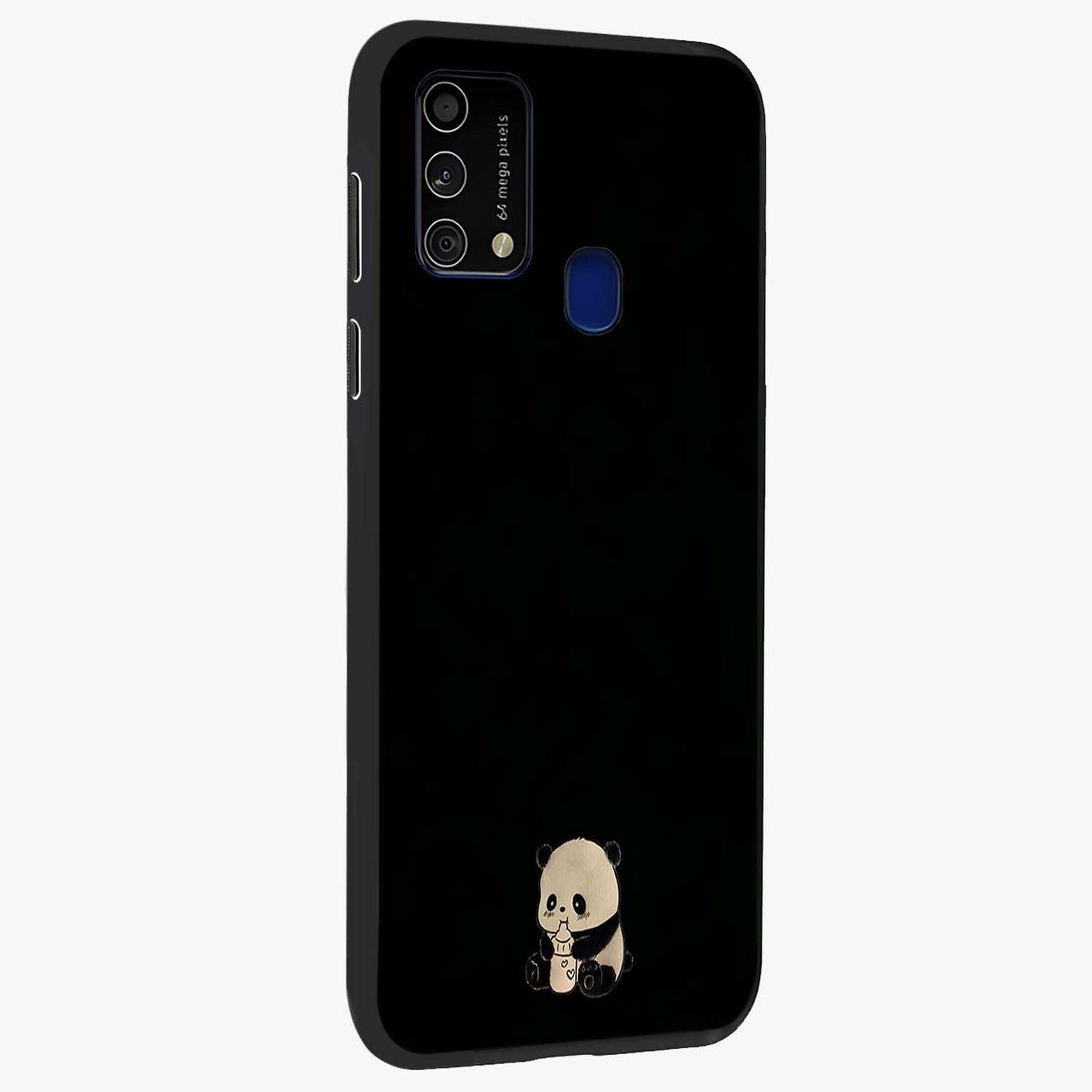 Midnight Panda Love Glass Case upright view showcasing charming panda artwork with playful romantic theme.
