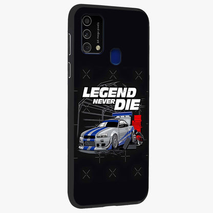 Midnight Racing Legacy Glass Case upright view showcasing powerful racing artwork with modern sports theme.