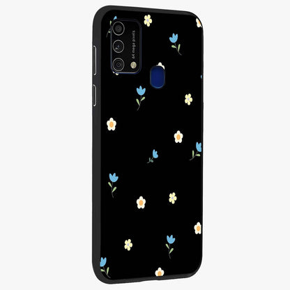 Minimal Petal Whispers Glass Case upright view showcasing elegant floral artwork with modern minimalist style.