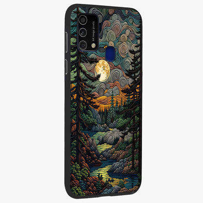 Moonlight Forest Dream Glass Case upright view showcasing magical forest artwork with calm night theme.