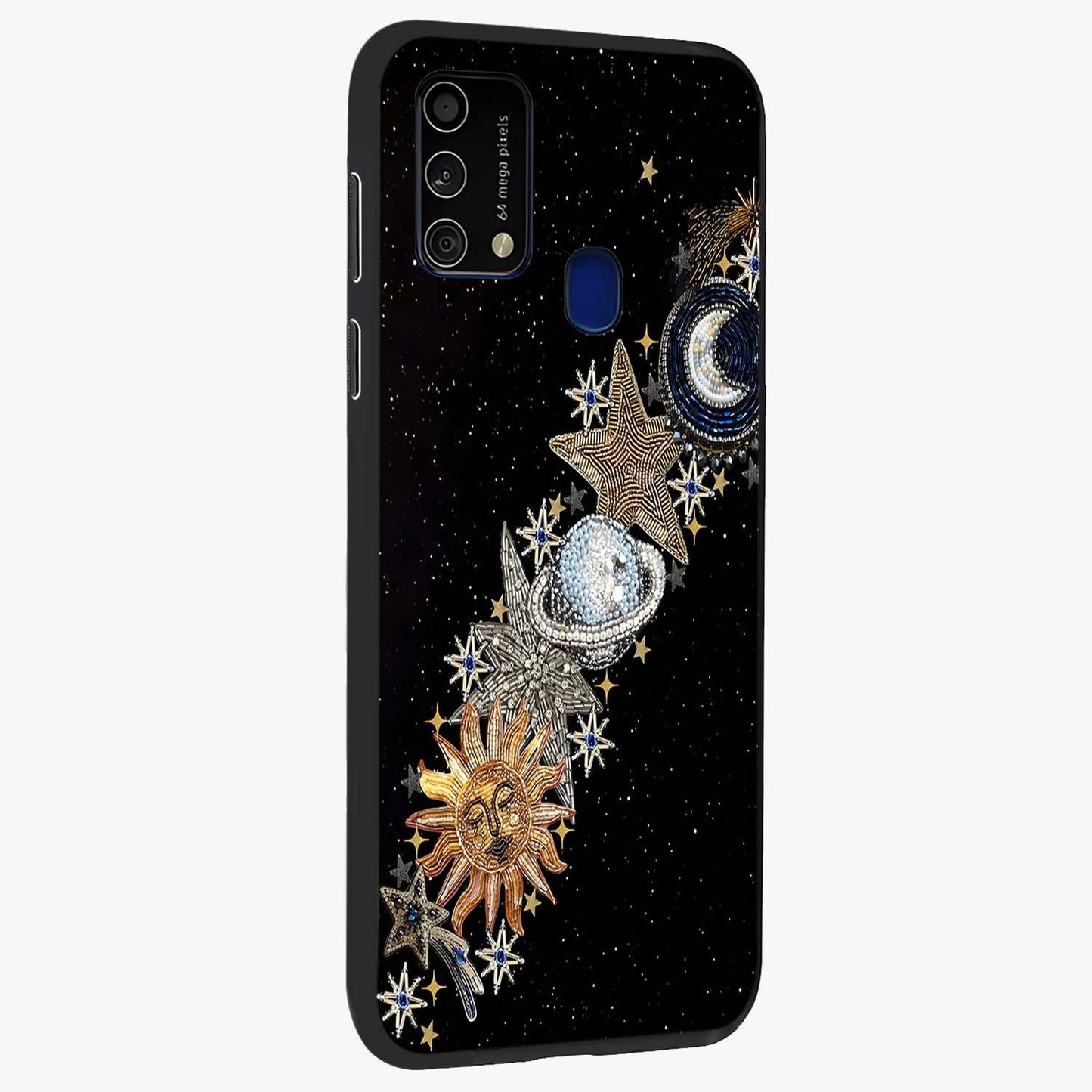 Pearls Universe Object Glass Case upright view showcasing decorative pearl themed artwork with cosmic elegance.