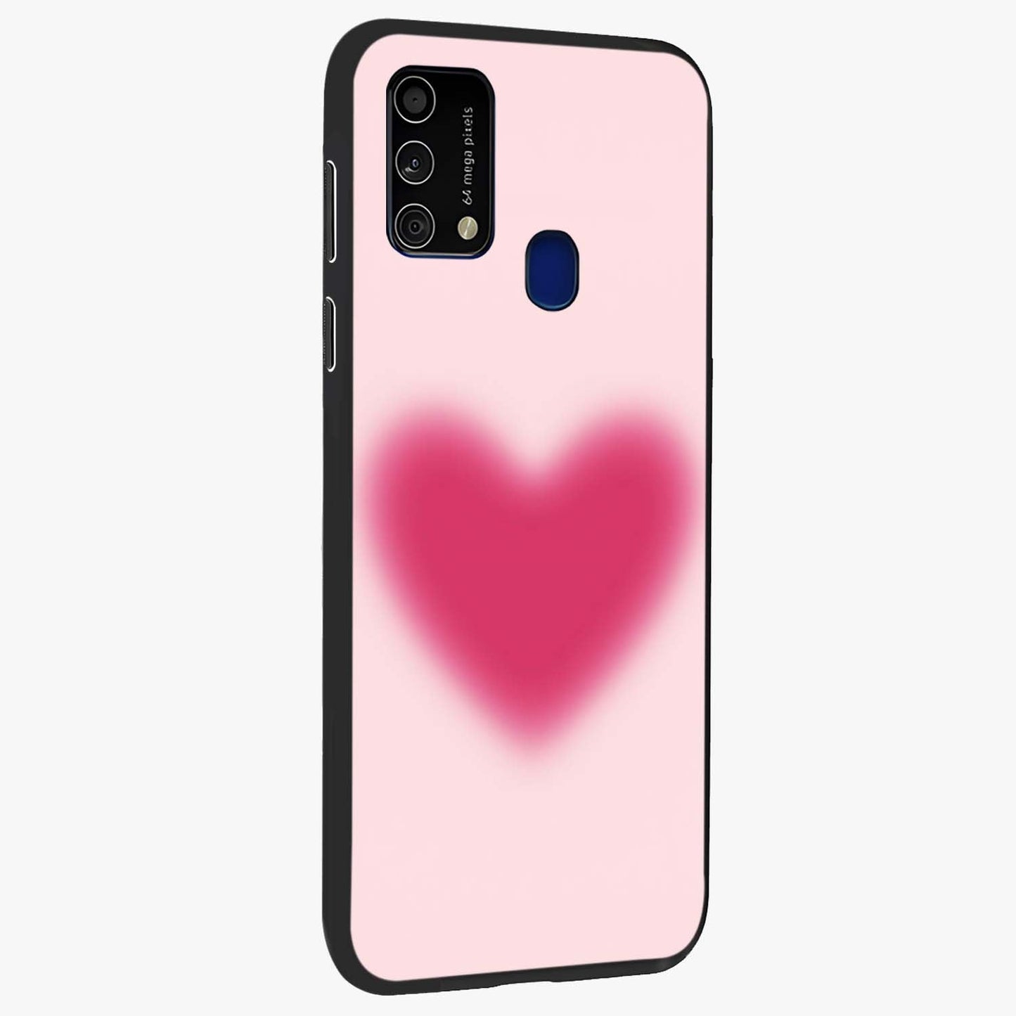 Pink Aura Heart Glass Case upright view showcasing romantic heart artwork with soft pastel theme.