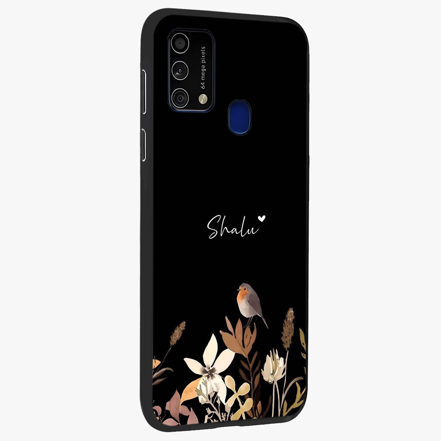 Quiet Garden Tune Custom Name Glass Case upright view showcasing serene botanical artwork with personalized aesthetic.