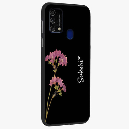 Riching Lavender Flower Custom Name Glass Case upright view showcasing elegant lavender floral artwork with personalized aesthetic.
