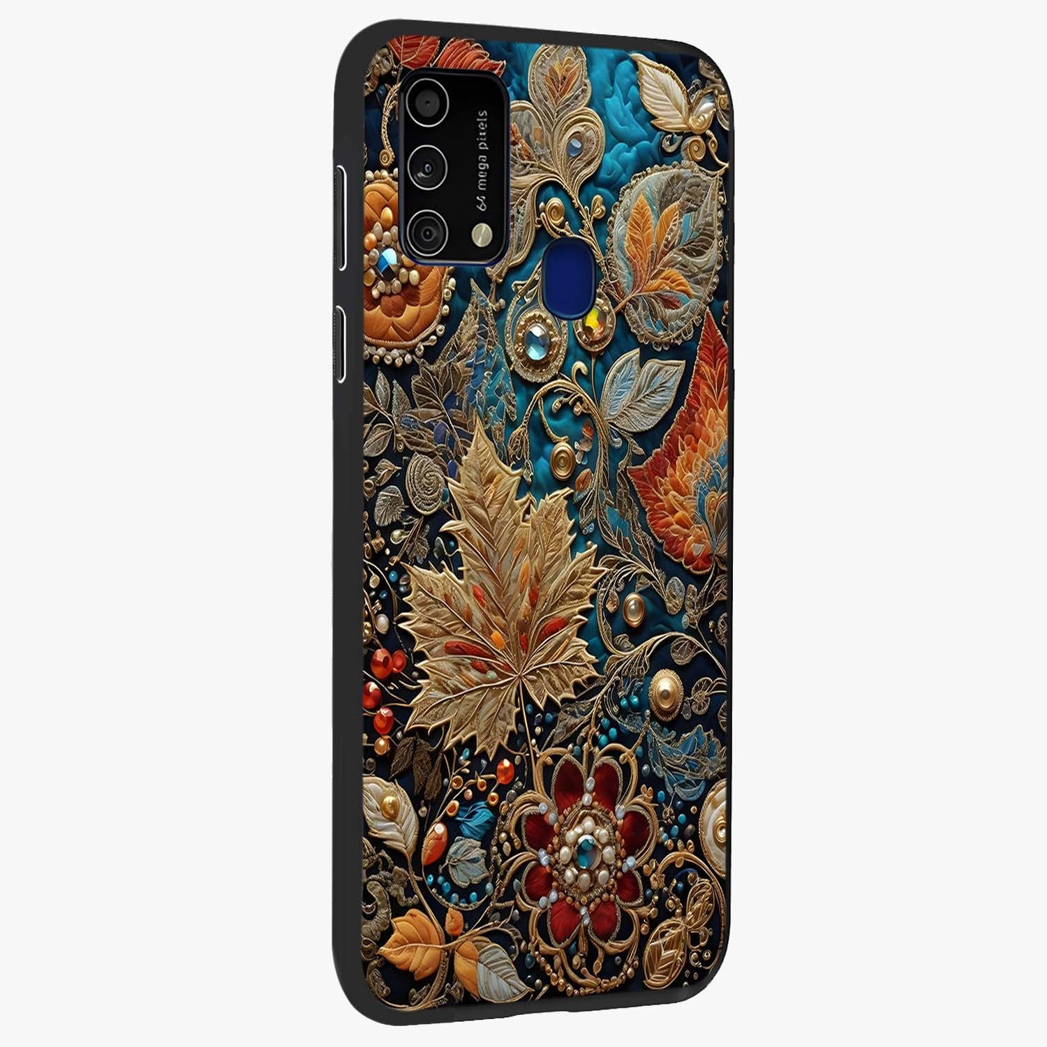 Royal Jewel Garden Glass Case upright view showcasing rich floral artwork with luxurious garden theme.