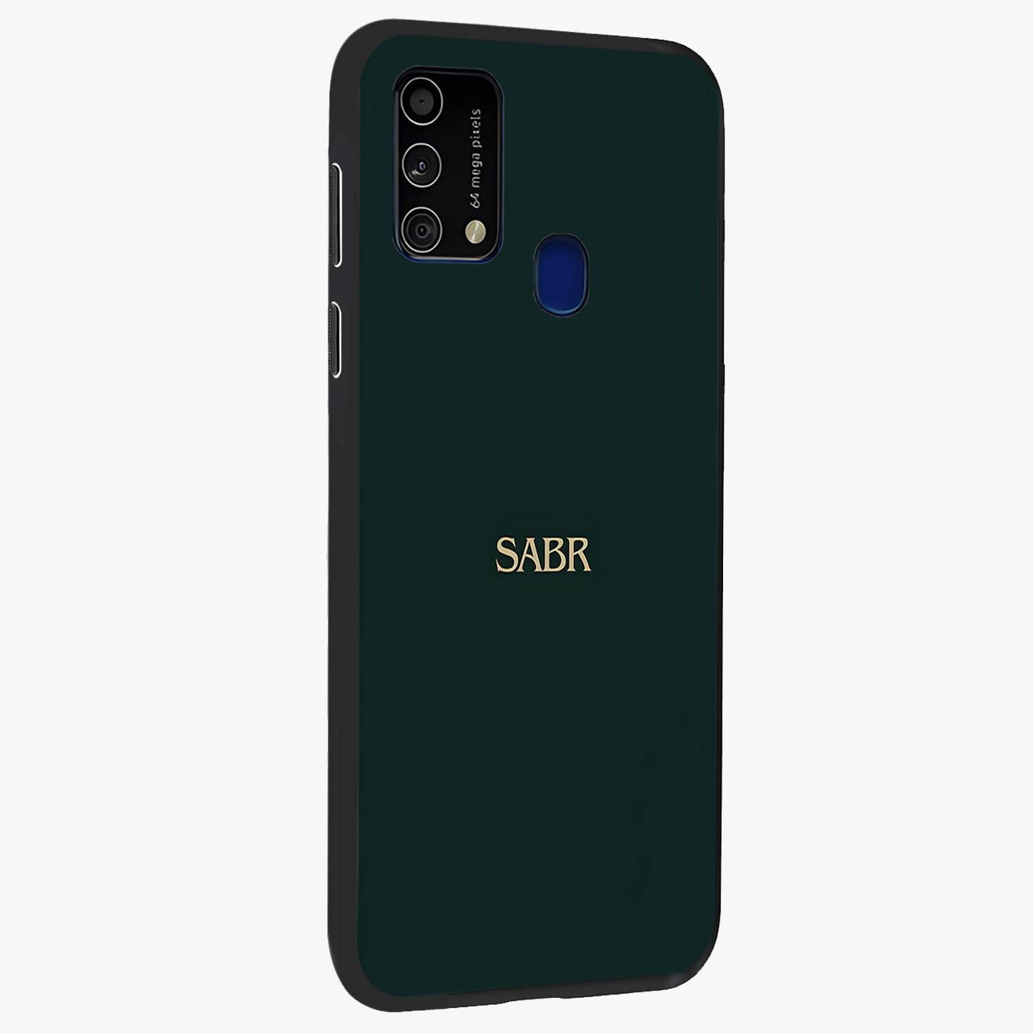 Sabr Minimal Patience Glass Case upright view showcasing calm minimalist artwork with motivational patience theme.
