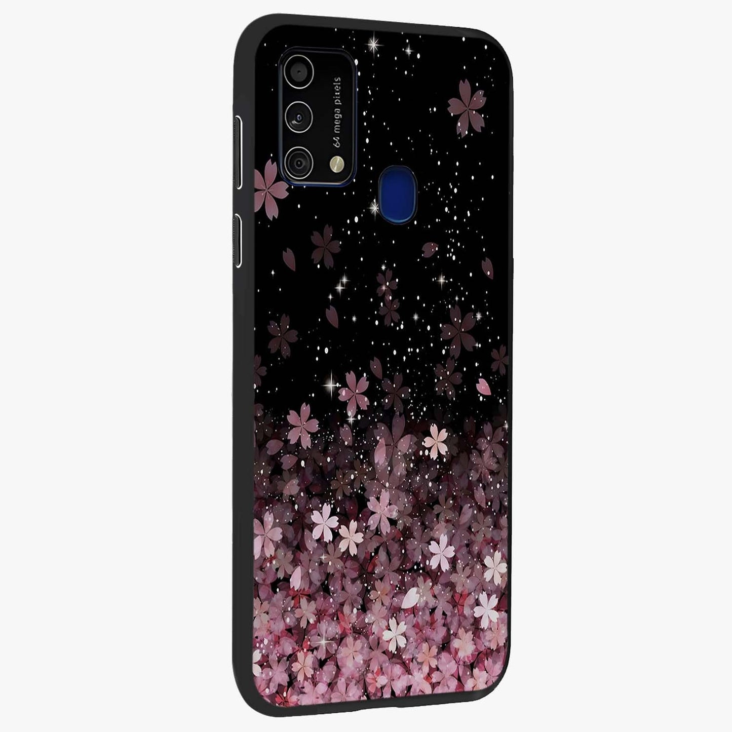Small Starry Flowers Glass Case upright view showcasing charming floral artwork with dreamy starry theme.
