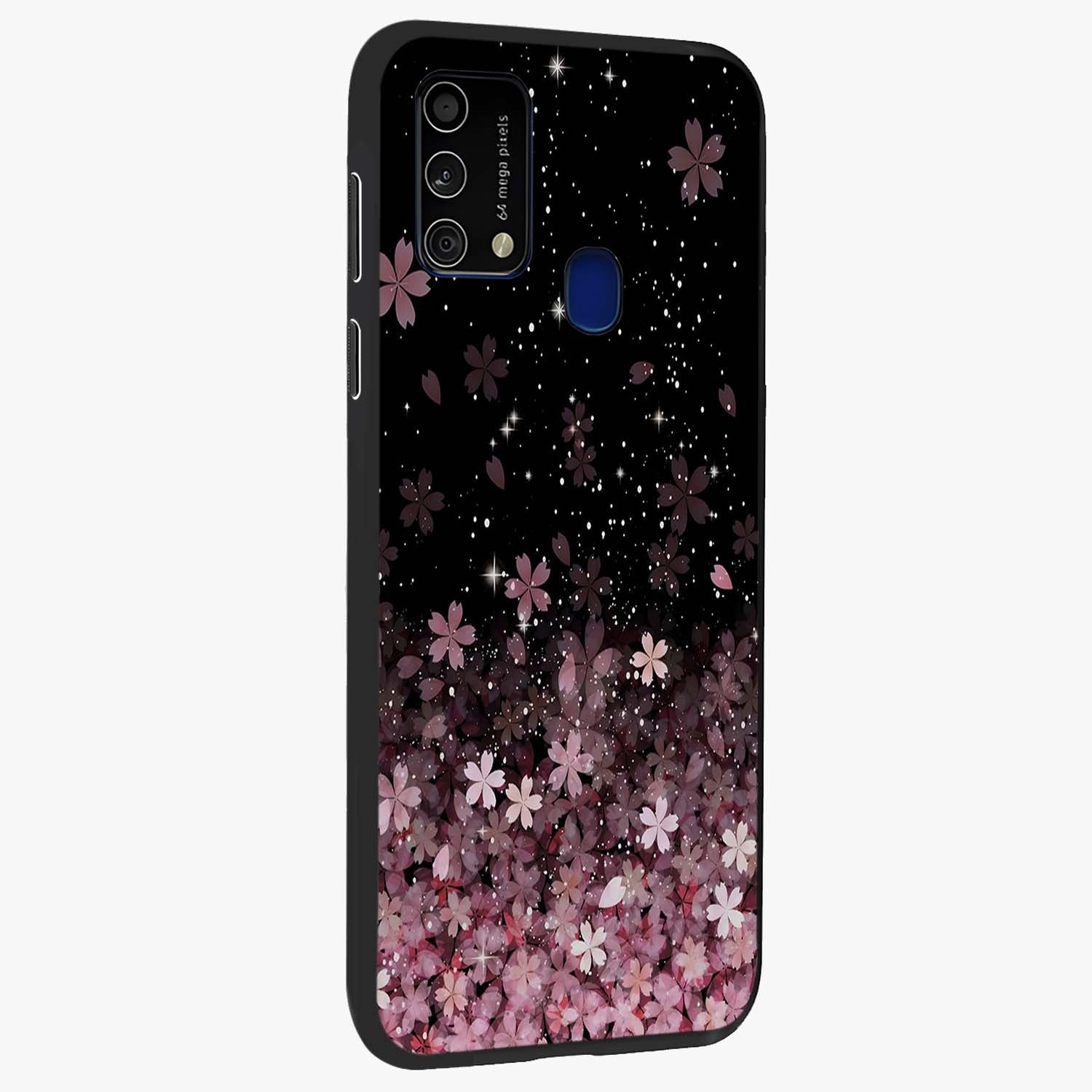 Small Starry Flowers Glass Case upright view showcasing charming floral artwork with dreamy starry theme.