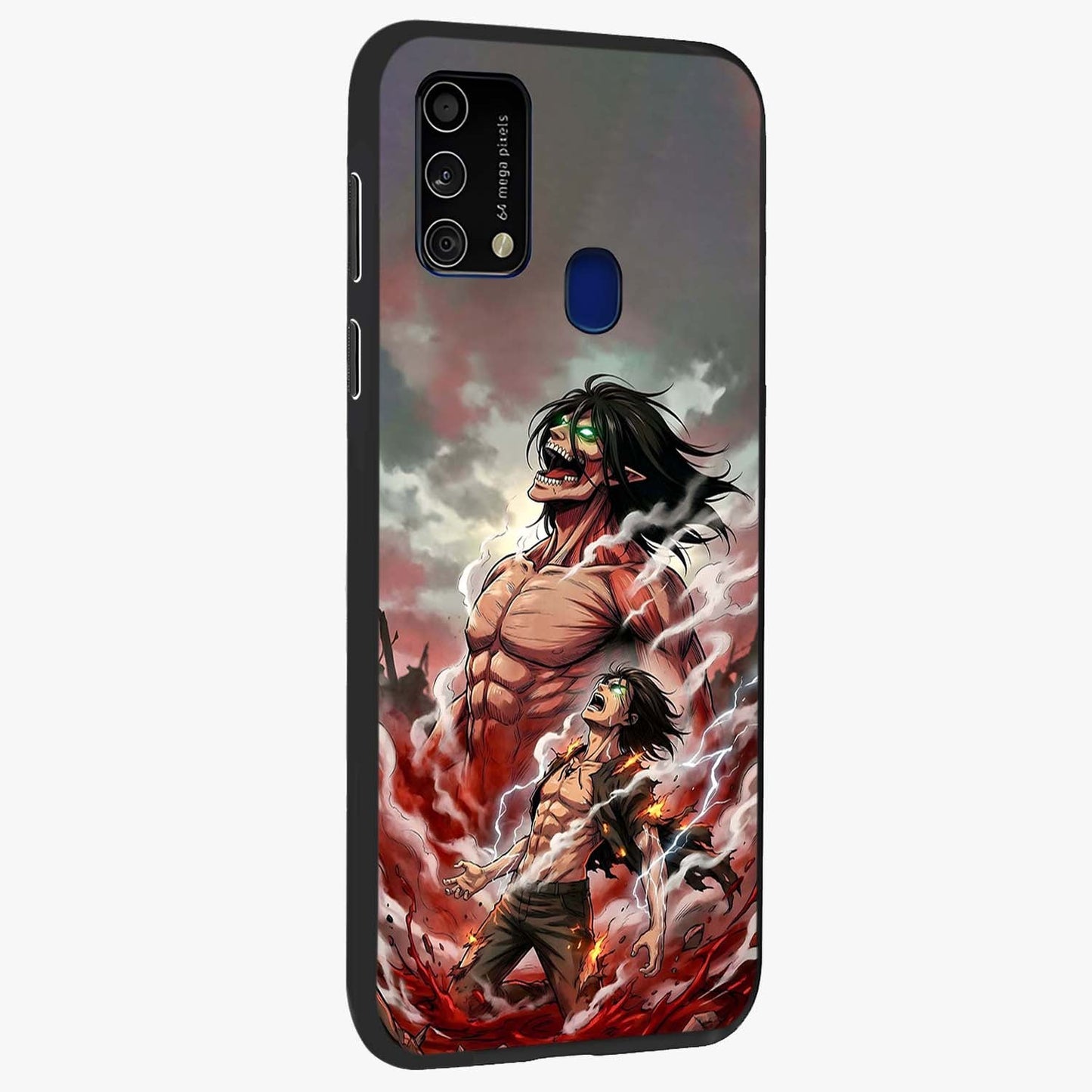 Titan Awakening Fury Glass Case upright view showcasing intense titan artwork with epic fantasy theme.