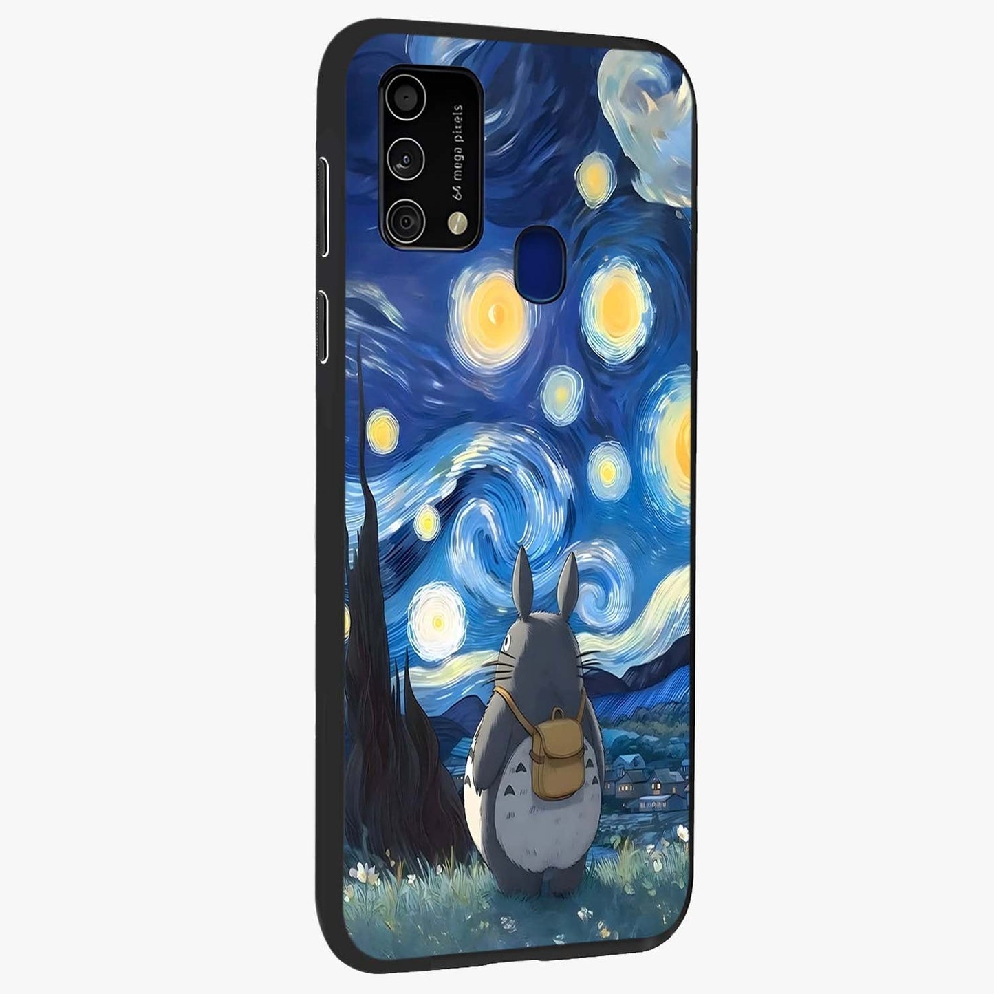 Totoro In Van Gogh Art Glass Case upright view showcasing creative character artwork with painterly artistic theme.