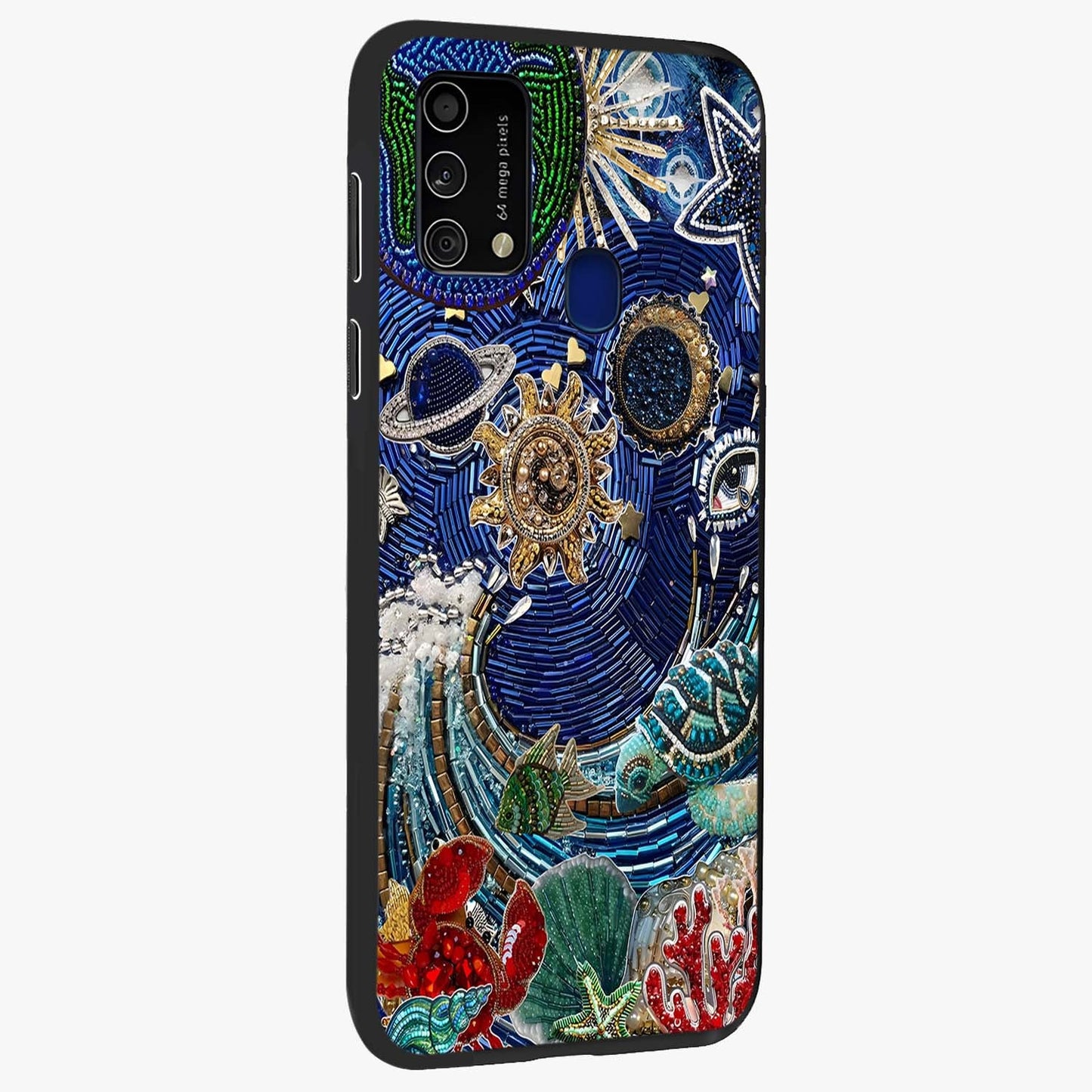 Universe Underwater Spark Glass Case upright view showcasing magical underwater galaxy artwork with vibrant cosmic theme.