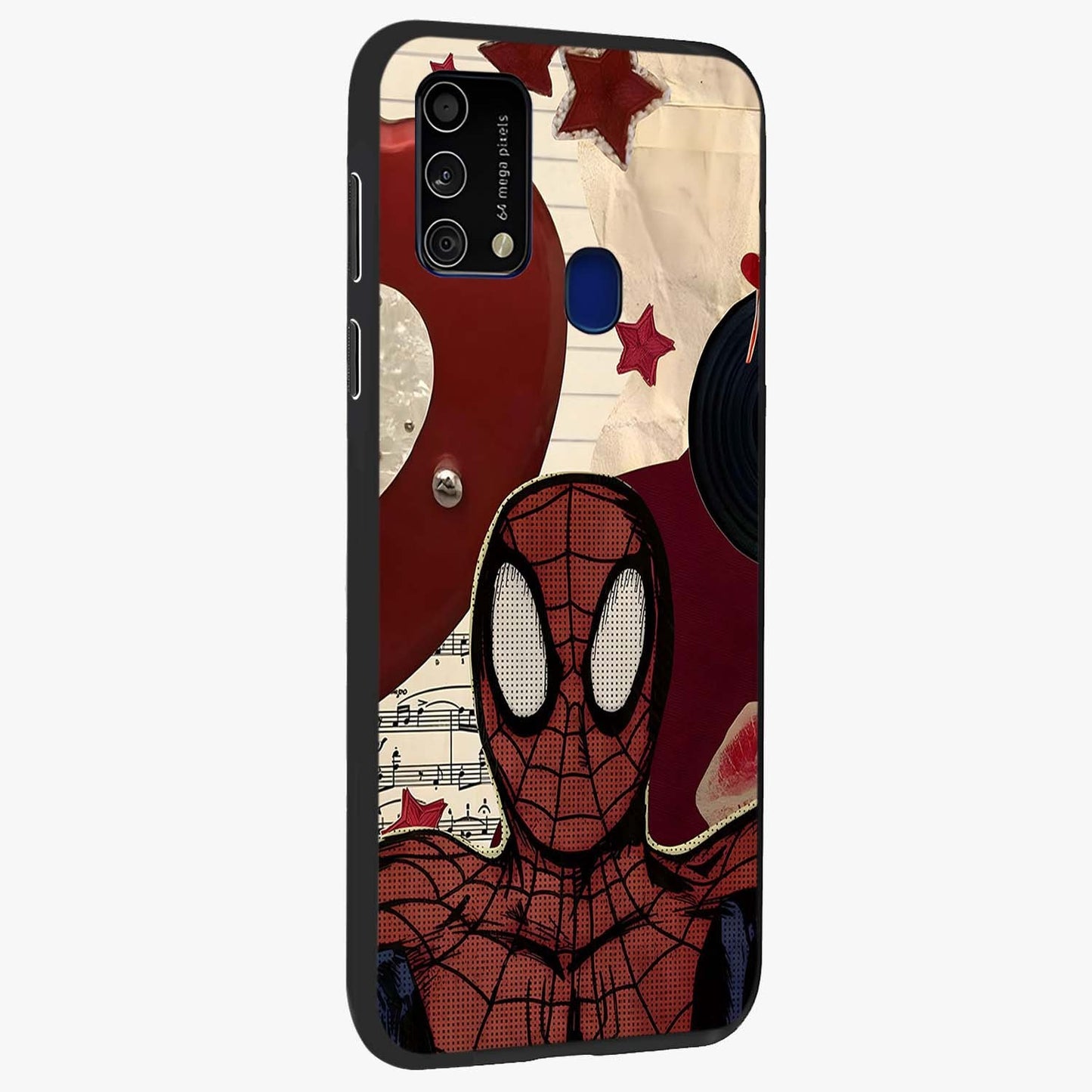 Web Warrior Vibes Glass Case upright view showcasing energetic superhero artwork with bold action theme.