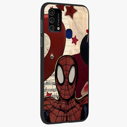 Web Warrior Vibes Glass Case upright view showcasing energetic superhero artwork with bold action theme.