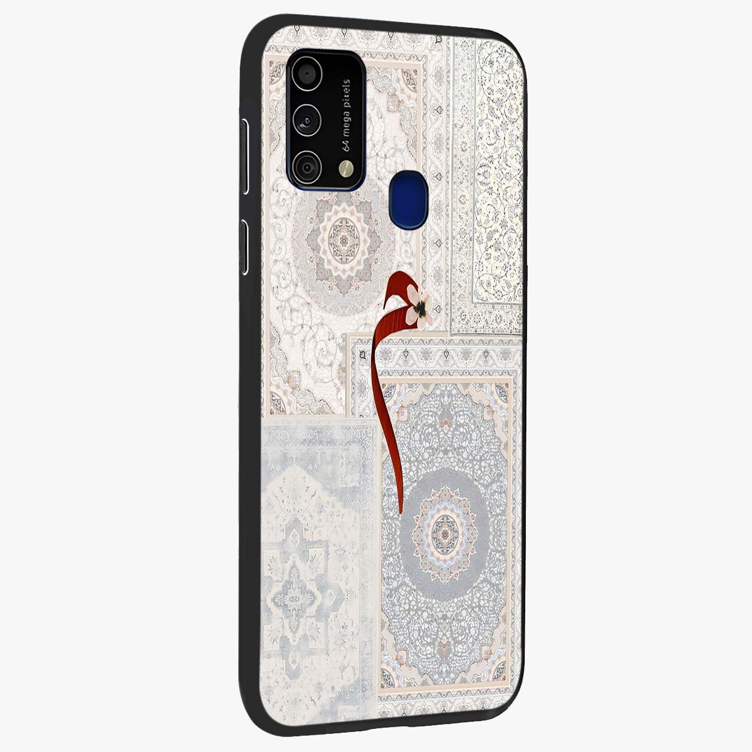 White Aesthetic Bow Glass Case upright view showcasing delicate ribbon bow artwork with cute minimalist theme.