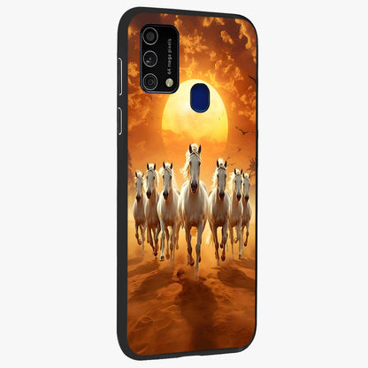 Wild Sunset Majesty Glass Case upright view showcasing dramatic sunset artwork with bold nature theme.