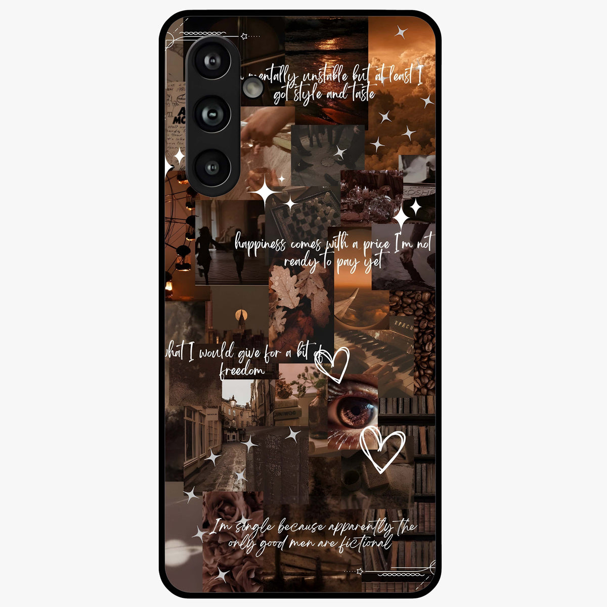 Bittersweet Aesthetic Chaos Glass Case showing flat back view with artistic chaotic aesthetic design and glossy glass finish.