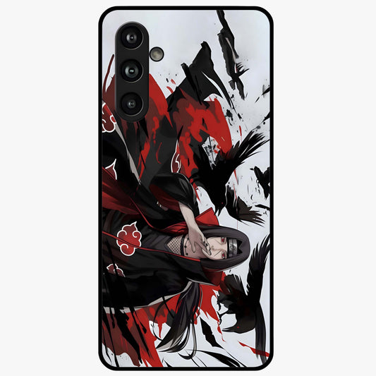Crimson Crow Illusion Glass Case showing flat back view with artistic crow illusion artwork and glossy glass finish.