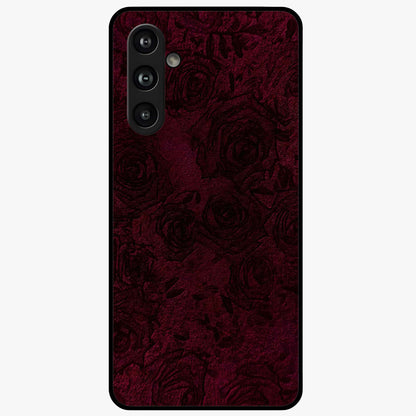 Crimson Fade Flow Glass Case showing flat back view with flowing crimson gradient artwork and glossy glass finish.