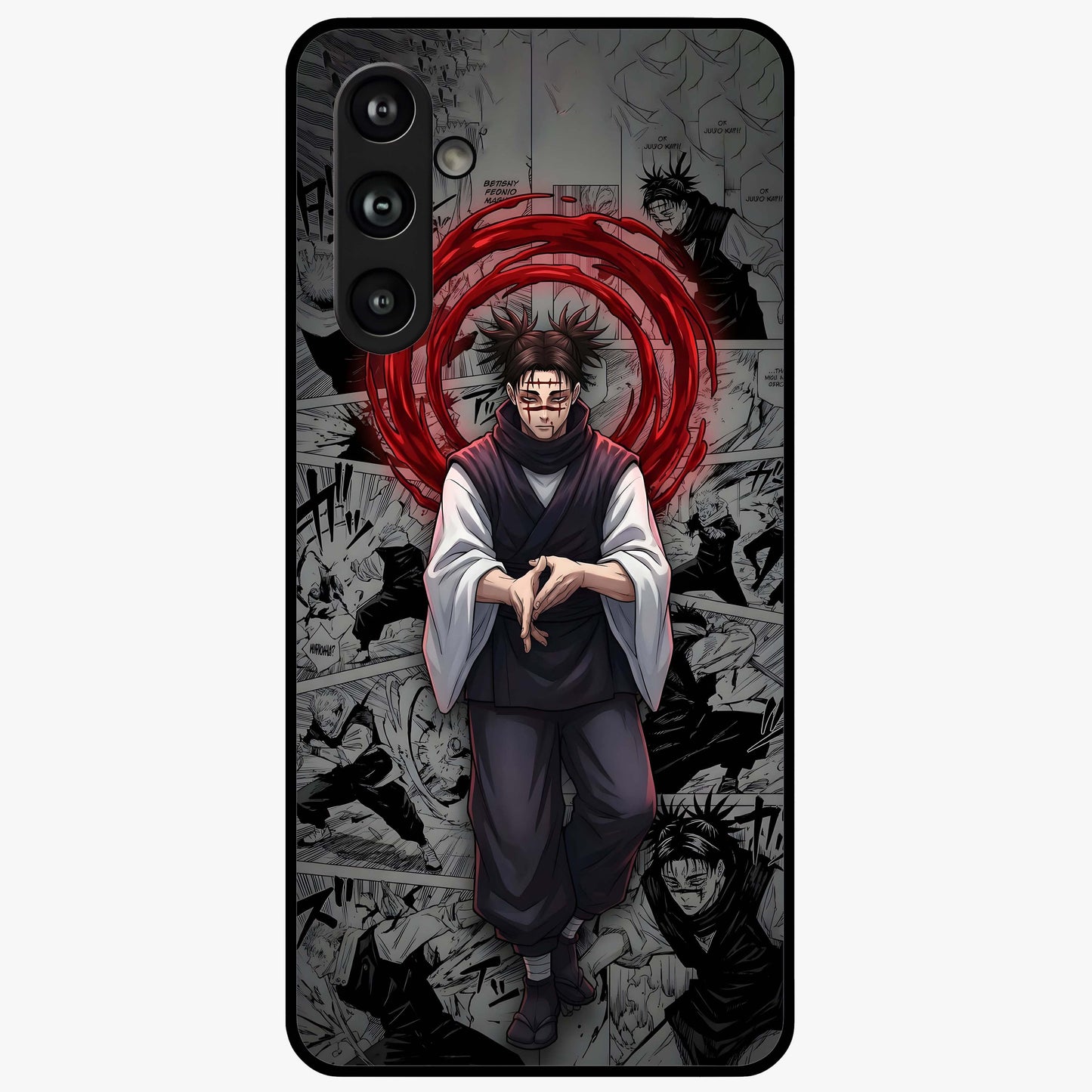 Cursed Ritual Ascension Glass Case showing flat back view with dark ritual themed artwork and glossy glass finish.