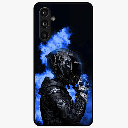 Cyber Sentinel Protocol Glass Case showing flat back view with futuristic cyber themed artwork and glossy glass finish.