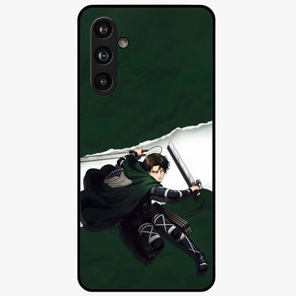 Emerald War Vanguard Glass Case showing flat back view with powerful warrior themed artwork and glossy glass finish.