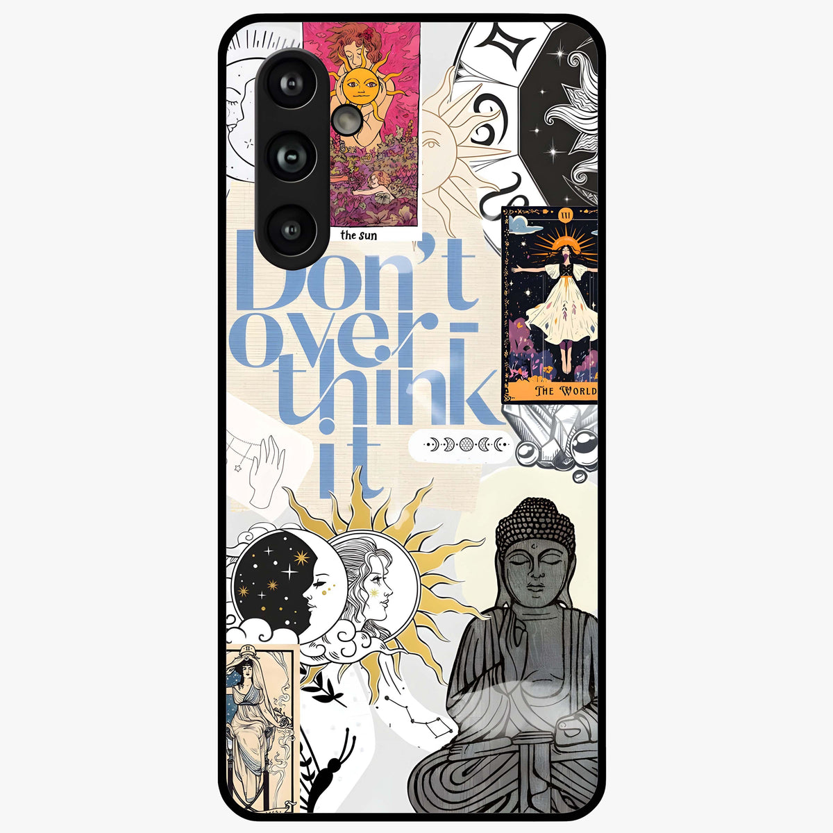 Ethereal Thoughts Glass Case showing flat back view with dreamy artistic artwork and glossy glass finish.