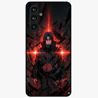 Focused Blade Discipline Glass Case showing flat back view with warrior sword themed artwork and glossy glass finish.