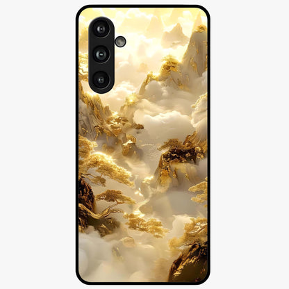Gates Of Illumination Glass Case showing flat back view with mystical illuminated gate artwork and glossy glass finish.