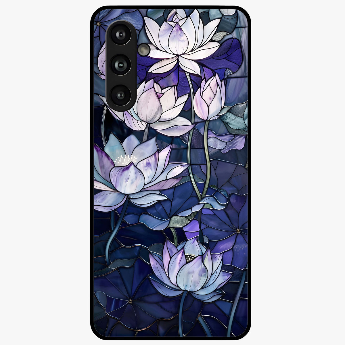 Gloss Petal Rush Glass Case showing flat back view with glossy flower petal artwork and smooth glass finish.