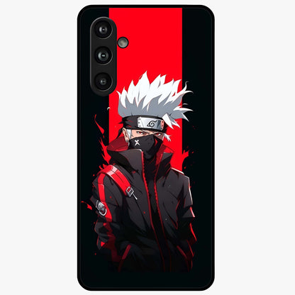 Kakashi Scarlet Shadow Glass Case showing flat back view with powerful anime ninja artwork and glossy glass finish.