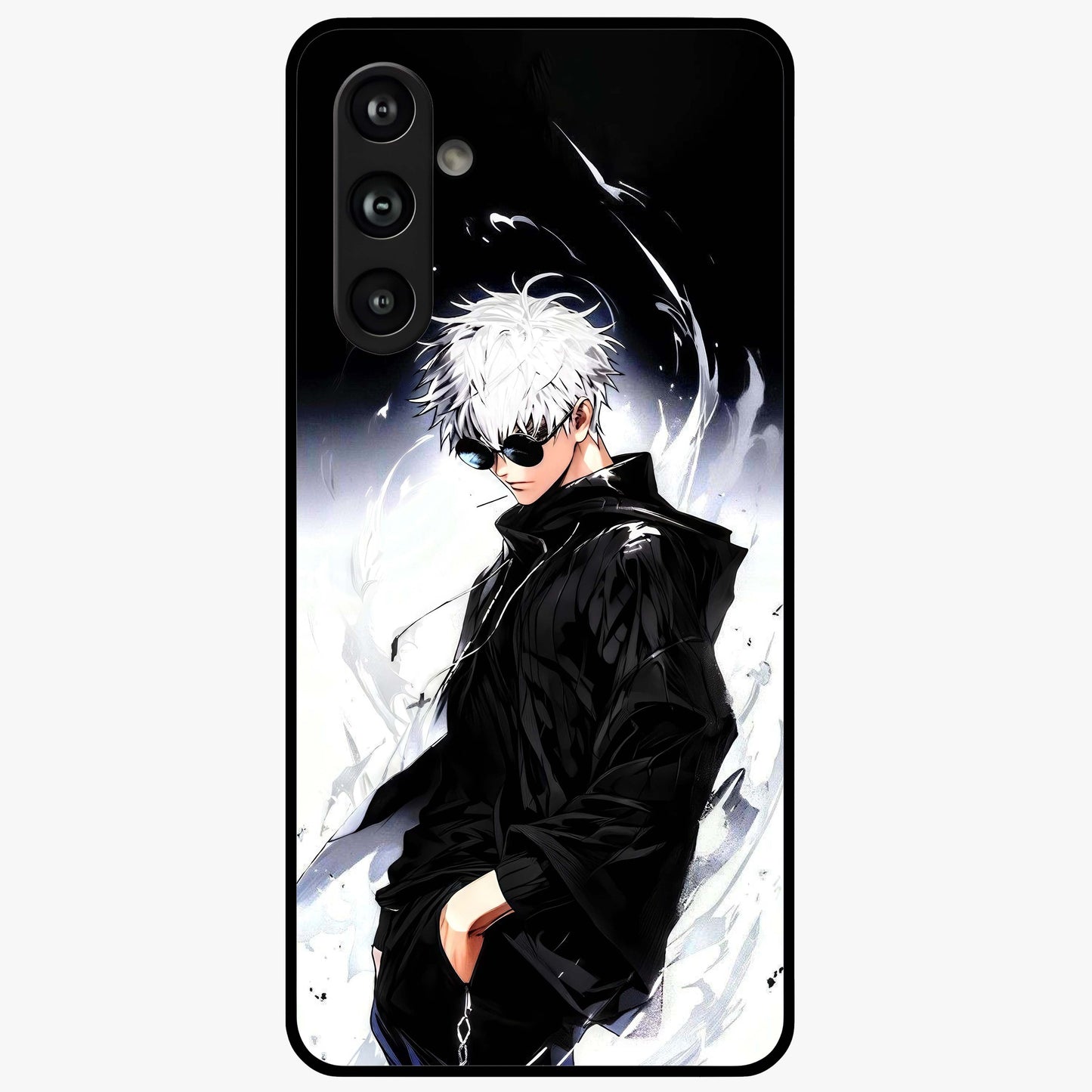 Limitless Shadow King Glass Case showing flat back view with powerful shadow warrior artwork and glossy glass finish.