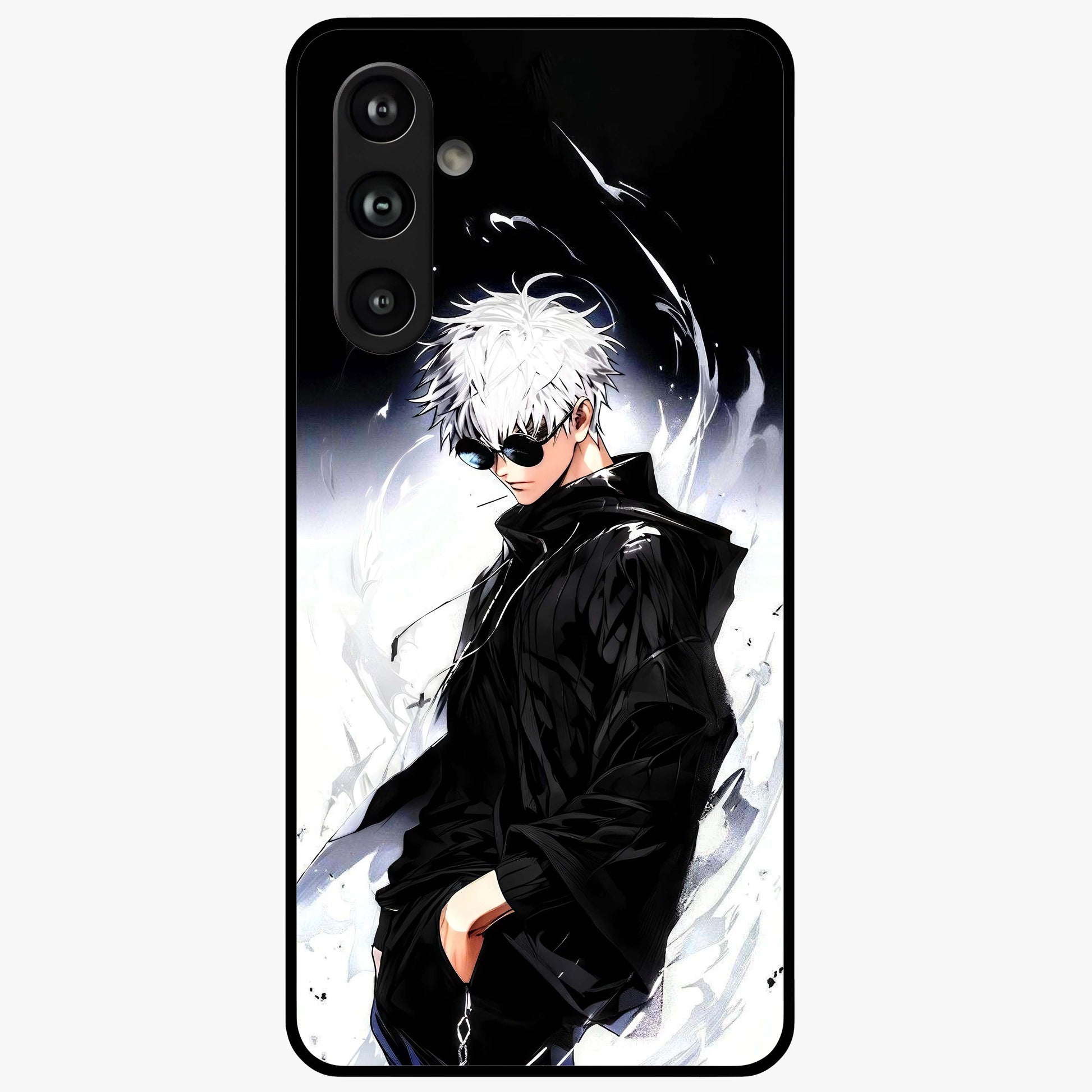 Limitless Shadow King Glass Case showing flat back view with powerful shadow warrior artwork and glossy glass finish.