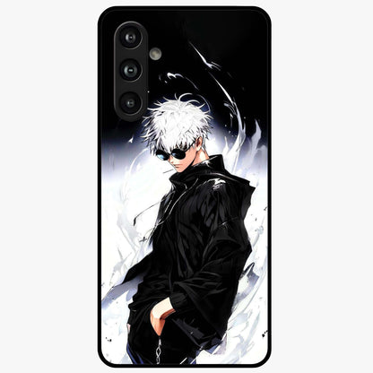 Limitless Shadow King Glass Case showing flat back view with powerful shadow warrior artwork and glossy glass finish.
